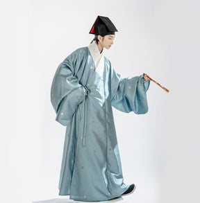ming dynasty Scholarly Literati Men's light blue Hanfu robe - Jianxi Hanfu