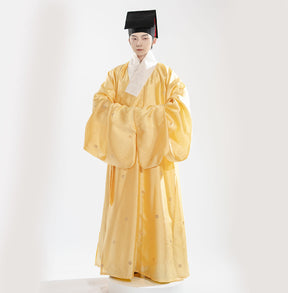 ming dynasty Scholarly Literati Men's yellow Hanfu robe - Jianxi Hanfu