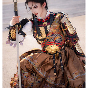chinese ming dynasty women's gold feiyufu clothes - Jianxi Hanfu