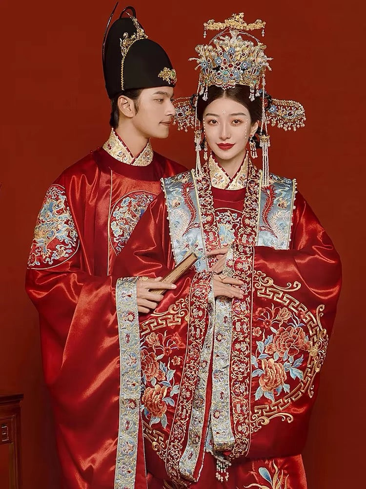 Ming dynasty women's hanfu wedding dress wedding attire Asian wedding dress bride dress-Jianxi Hanfu