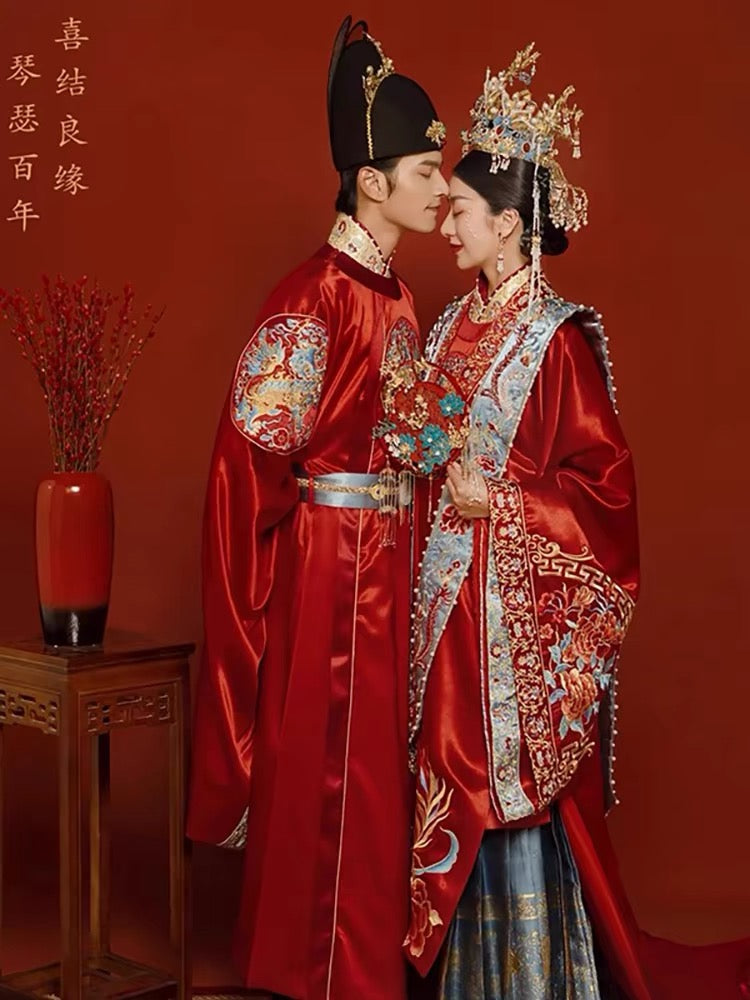 Ming dynasty women's hanfu wedding dress wedding attire Asian wedding dress bride dress-Jianxi Hanfu