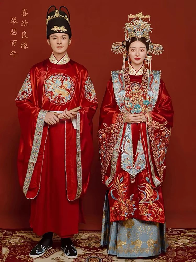 Ming dynasty women's hanfu wedding dress wedding attire Asian wedding dress bride dress-Jianxi Hanfu