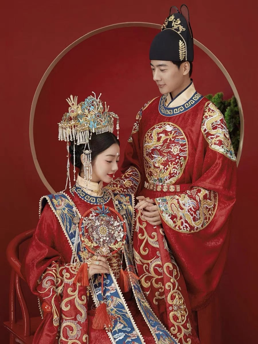 Ming dynasty women's hanfu wedding dress wedding attire Asian wedding dress bride dress-Jianxi Hanfu