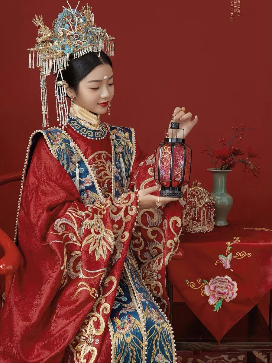 Ming dynasty women's hanfu wedding dress wedding attire Asian wedding dress bride dress-Jianxi Hanfu