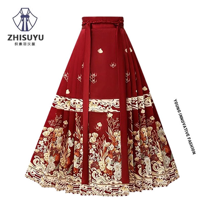 new chinese style red mamian skirt - Jianxi Hanfu