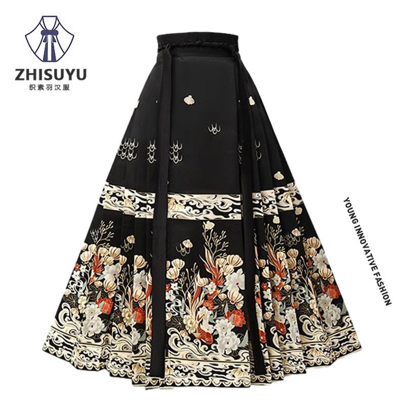 new chinese style hanfu black mamian skirt - Jianxi Hanfu