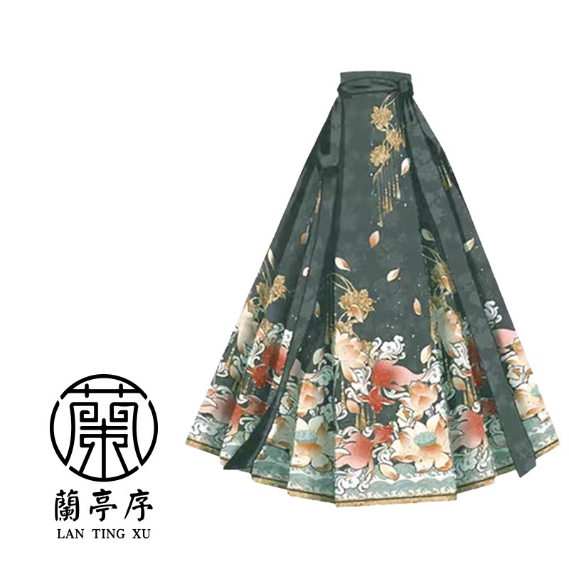 chinese modern hanfu green mamian skirt - Jianxi Hanfu
