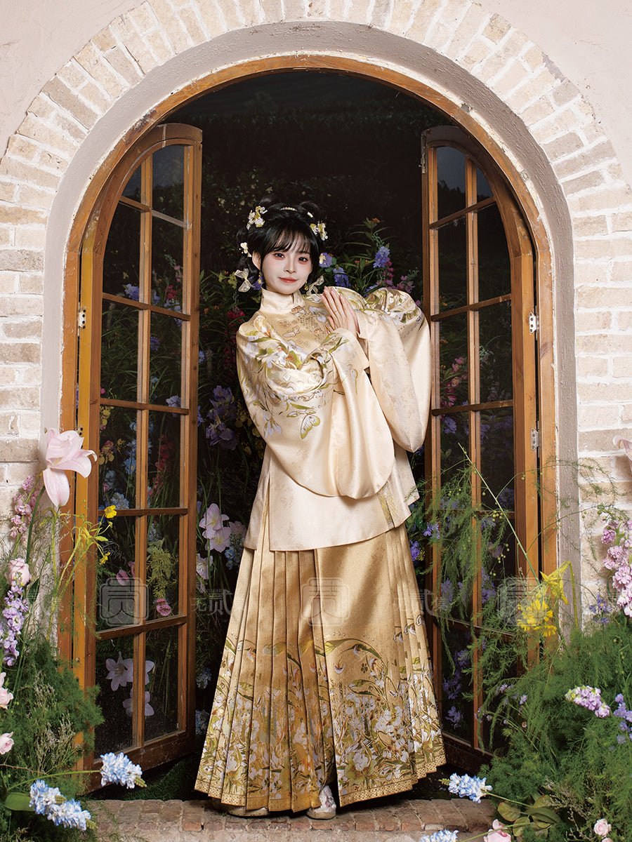 yellow mamian skirt chinese girls dress -Jianxi Hanfu