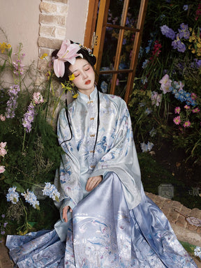 blue hanfu mamian skirt chinese girls dress -Jianxi Hanfu