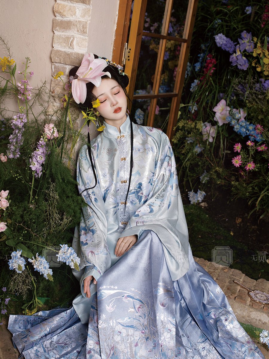 blue hanfu mamian skirt chinese girls dress -Jianxi Hanfu