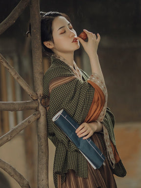 brown ruqun dress panel skirt women's hanfu - Jianxi Hanfu