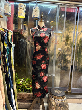 new chinese style women's black cheongsam dress - Jianxi Hanfu