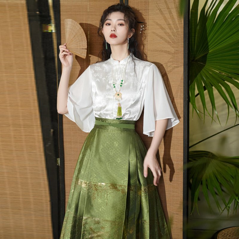 Modern hanfu women's top white shirt - Jianxi Hanfu