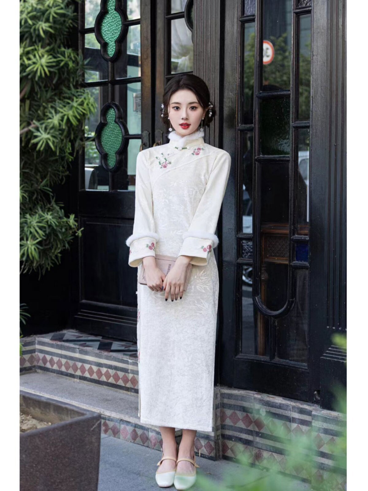 winter white chinese qipao dress cheongsam - Jianxi Hanfu