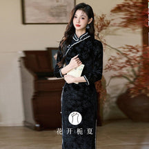chinese style women's black qipao dress - Jianxi Hanfu