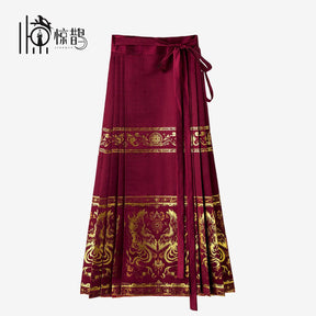 new chinese style women's hanfu red mamian skirt - Jianxi Hanfu