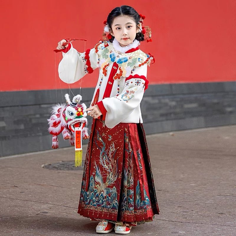 New design children's winter New Year Hanfu set - Jianxi Hanfu