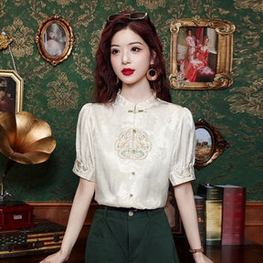 New chinese style women's hanfu top white shirt - Jianxi Hanfu
