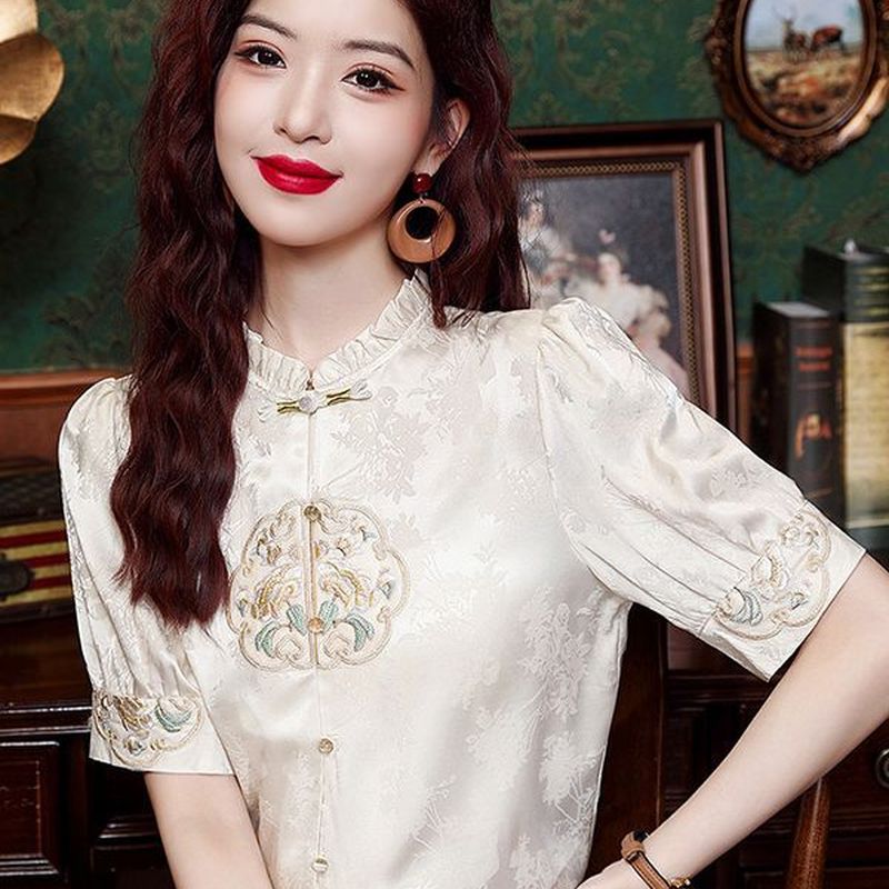 women's modern hanfu top white shirt - Jianxi Hanfu