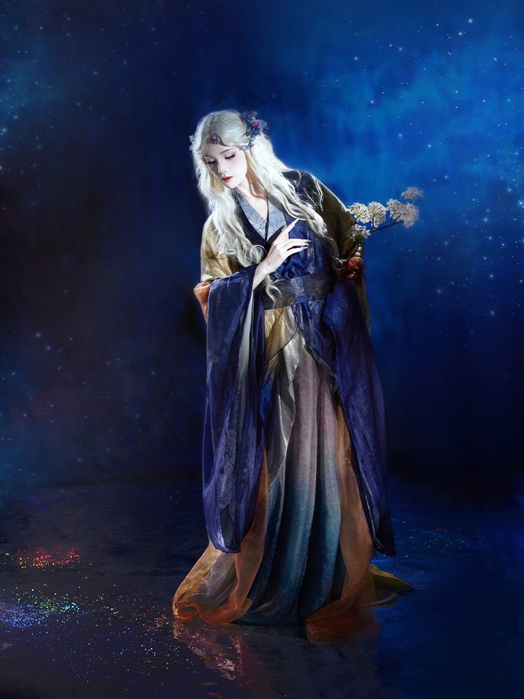 northern wei dynasty clothing pibo blue robe women's hanfu dress - Jianxi Hanfu