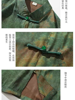 green tang suit chinese summer shirt-Jianxi Hanfu