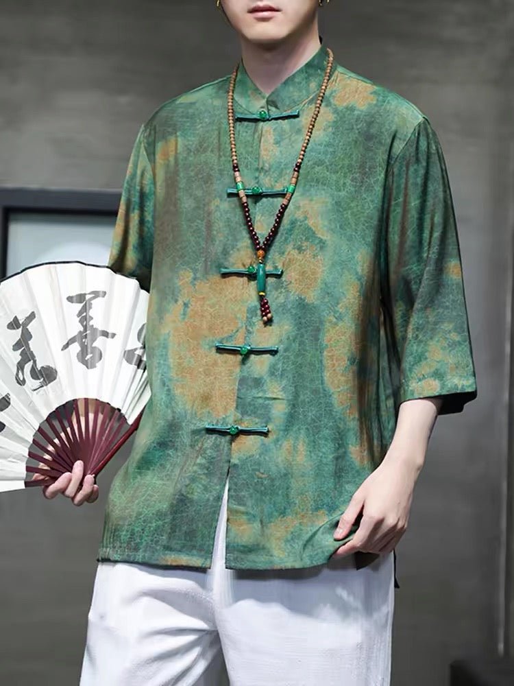 green tang suit summer shirt-Jianxi Hanfu