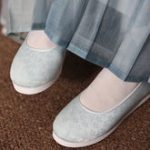 song dynasty cloth blue hanfu shoes-Jianxi Hanfu
