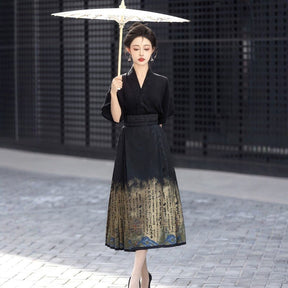 new chinese style women's black mamianqun - Jianxi Hanfu