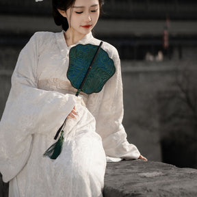 green chinese  waist fan bamboo fan-Jianxi Hanfu