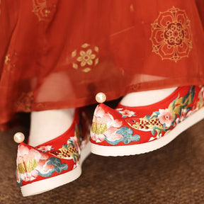 women's red shoes chinese wedding hanfu shoes -Jianxi Hanfu