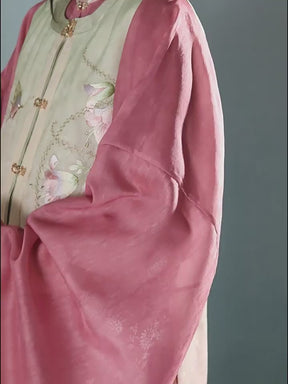 pink/green girls' dress chinese costume-Jianxi Hanfu