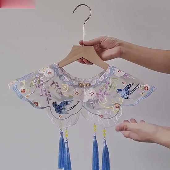 blue mamianqun yunjian chinese cloud collar-Jianxi Hanfu