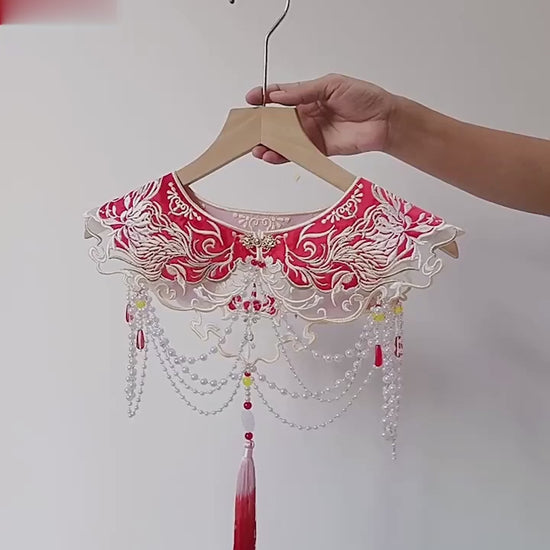 chinese hanfu red cloud collar fake collar-Jianxi Hanfu