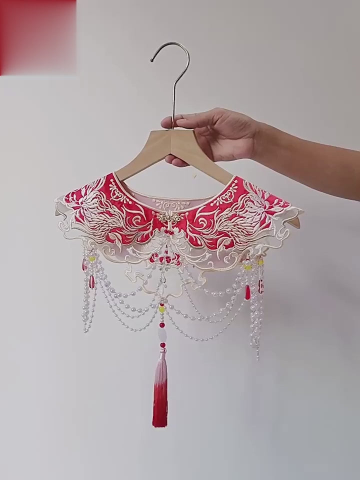chinese hanfu red cloud collar fake collar-Jianxi Hanfu