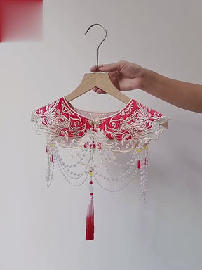 chinese hanfu red cloud collar fake collar-Jianxi Hanfu