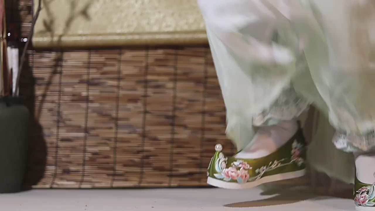 ming dynasty fashiongreen hanfu shoes-Jianxi Hanfu