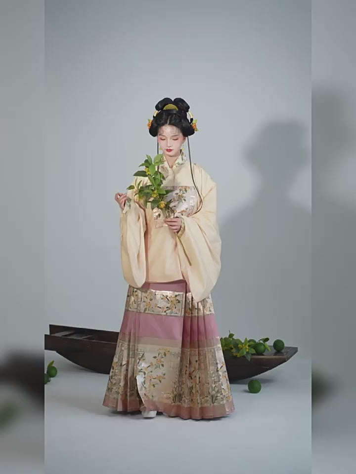 pink/yellow handu dress women's clothes-Jianxi Hanfu