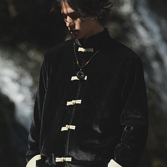 chinese tangsuit black tangzhuang-Jianxi Hanfu