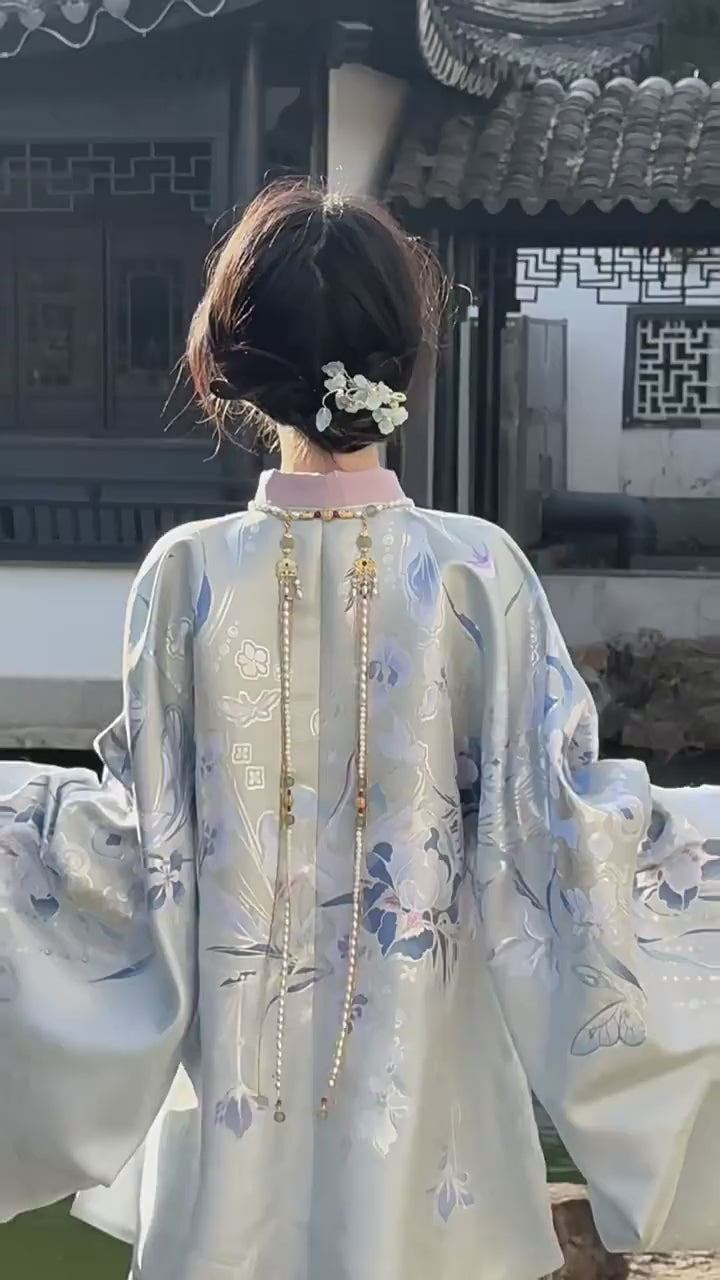 blue mamian skirt chinese girls dress -Jianxi Hanfu