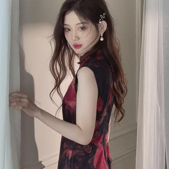 summer dress black qipao cheongsam dress-Jianxi Hanfu
