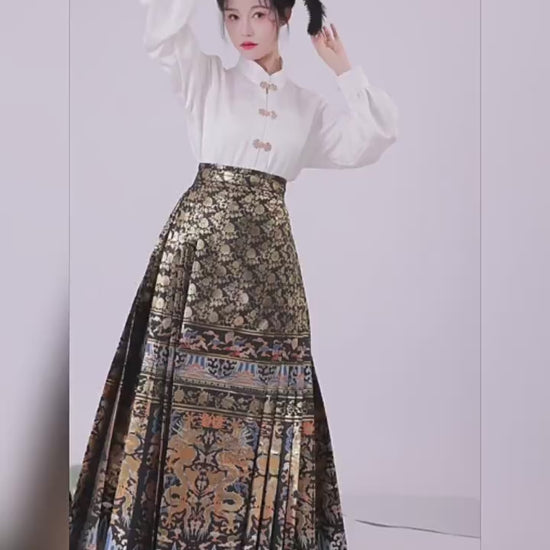 chinese women hanfu ming dynasy mamian skirt-Jianxi Hanfu