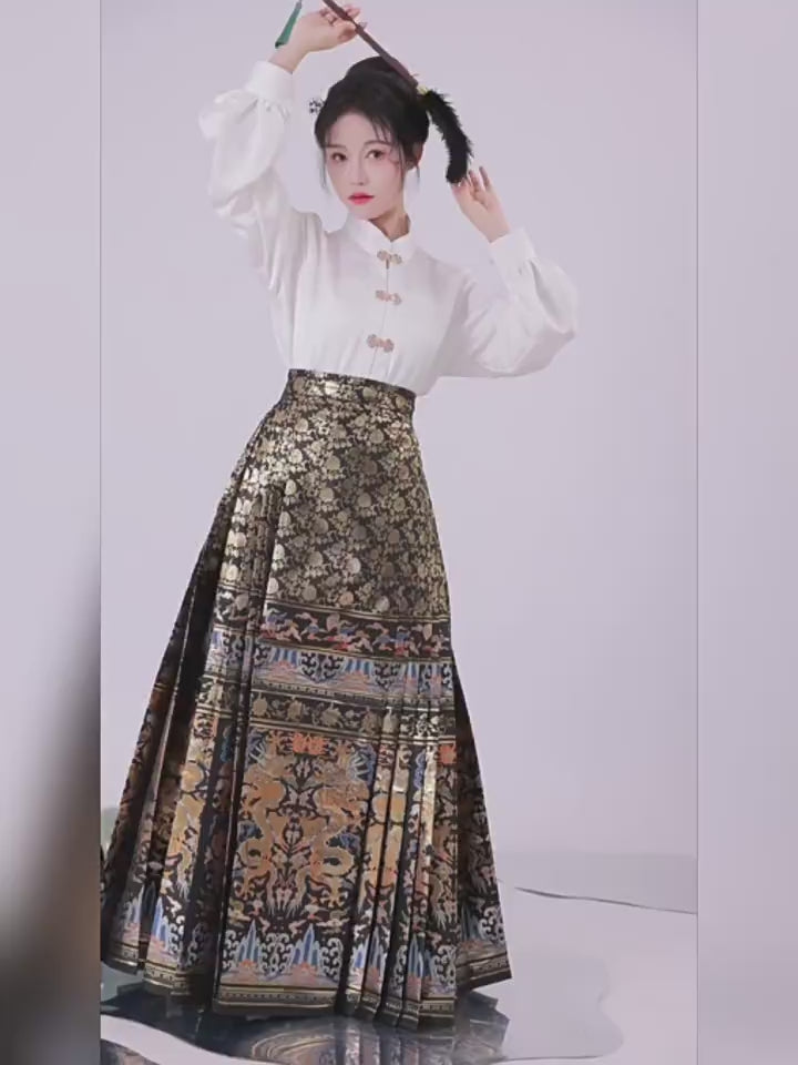 chinese women hanfu ming dynasy mamian skirt-Jianxi Hanfu