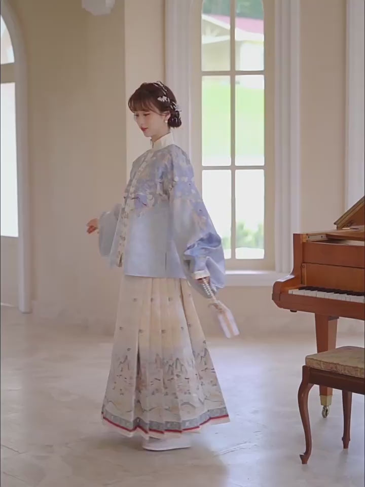 beige duijin shirt mamian skirt-Jianxi Hanfu