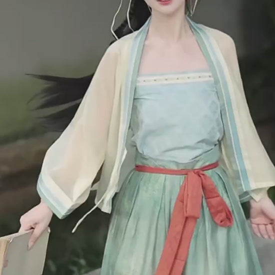 song dynasty clothes beizi duijin changshan women's hanfu girls' clothes-Jianxi Hanfu