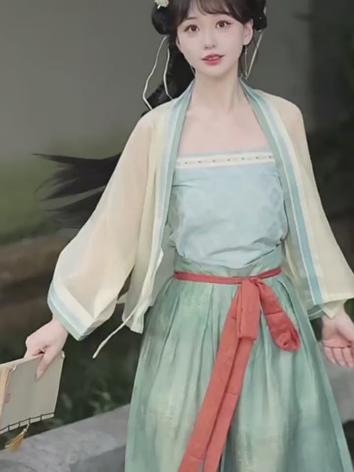 song dynasty clothes beizi duijin changshan women's hanfu girls' clothes-Jianxi Hanfu