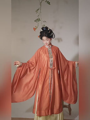 orange hanfu dress ming dynasty girls  spring clothes-Jianxi Hanfu