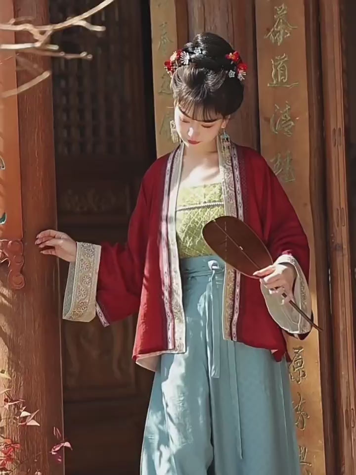 song dynasty clothes beizi duijin changshan women's hanfu girls' clothes-Jianxi Hanfu