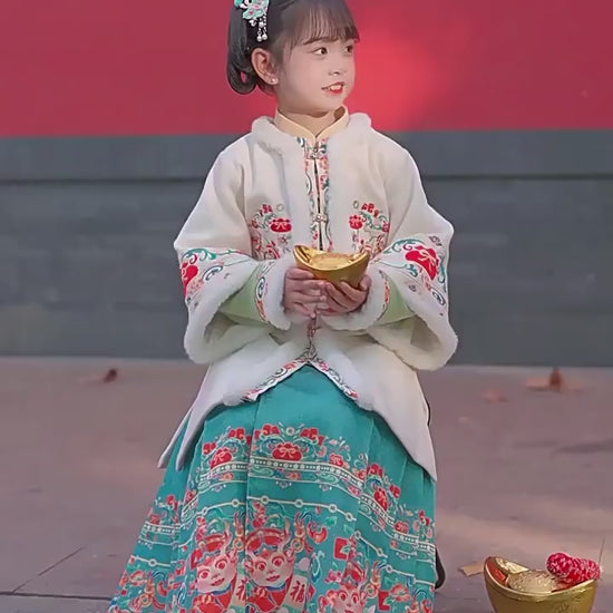 baby clothes baby costume Girls' winter Christmas New Year Hanfu set - Jianxi Hanfu