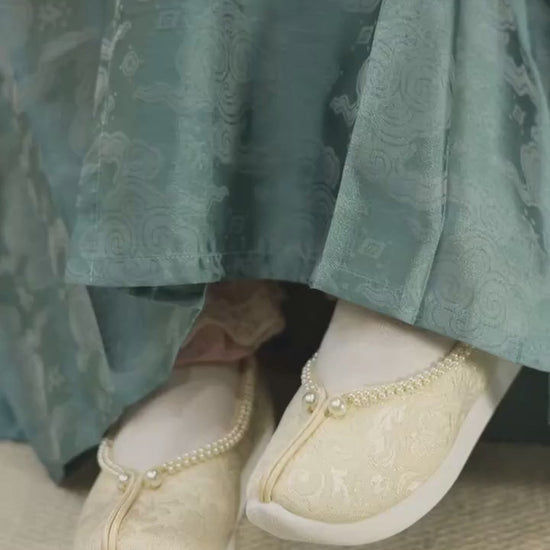 yellow Chinese hanfu shoes tang dynasty women's shoes-Jianxi Hanfu