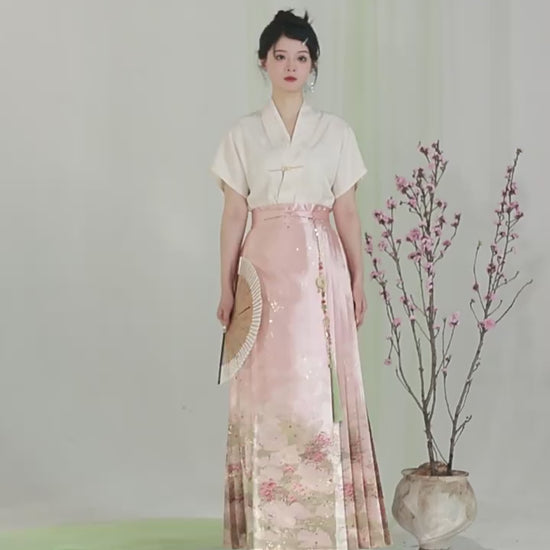 chinese women hanfu ming dynasy mamian skirt-Jianxi Hanfu